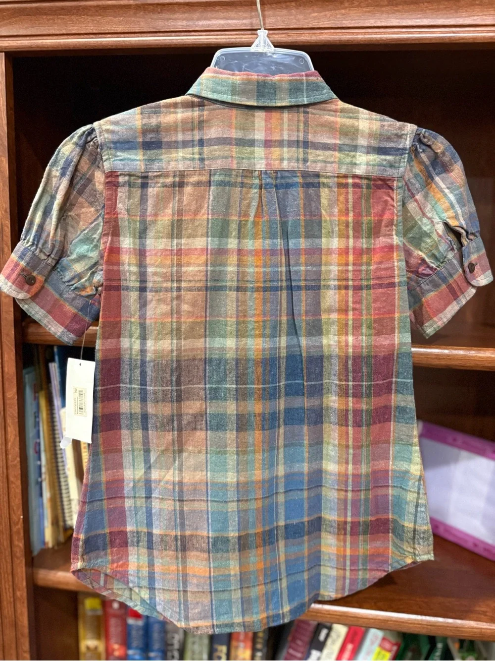 Girls Ralph Lauren Multicolor Plaid Ruffle-Front Button-Down Shirt size 10